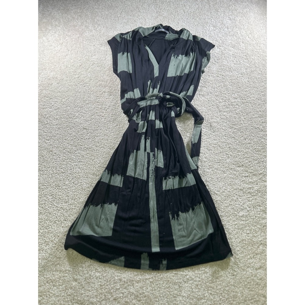 Signature Collection‎ Women's Dress Black Green Small Rayon Spandex